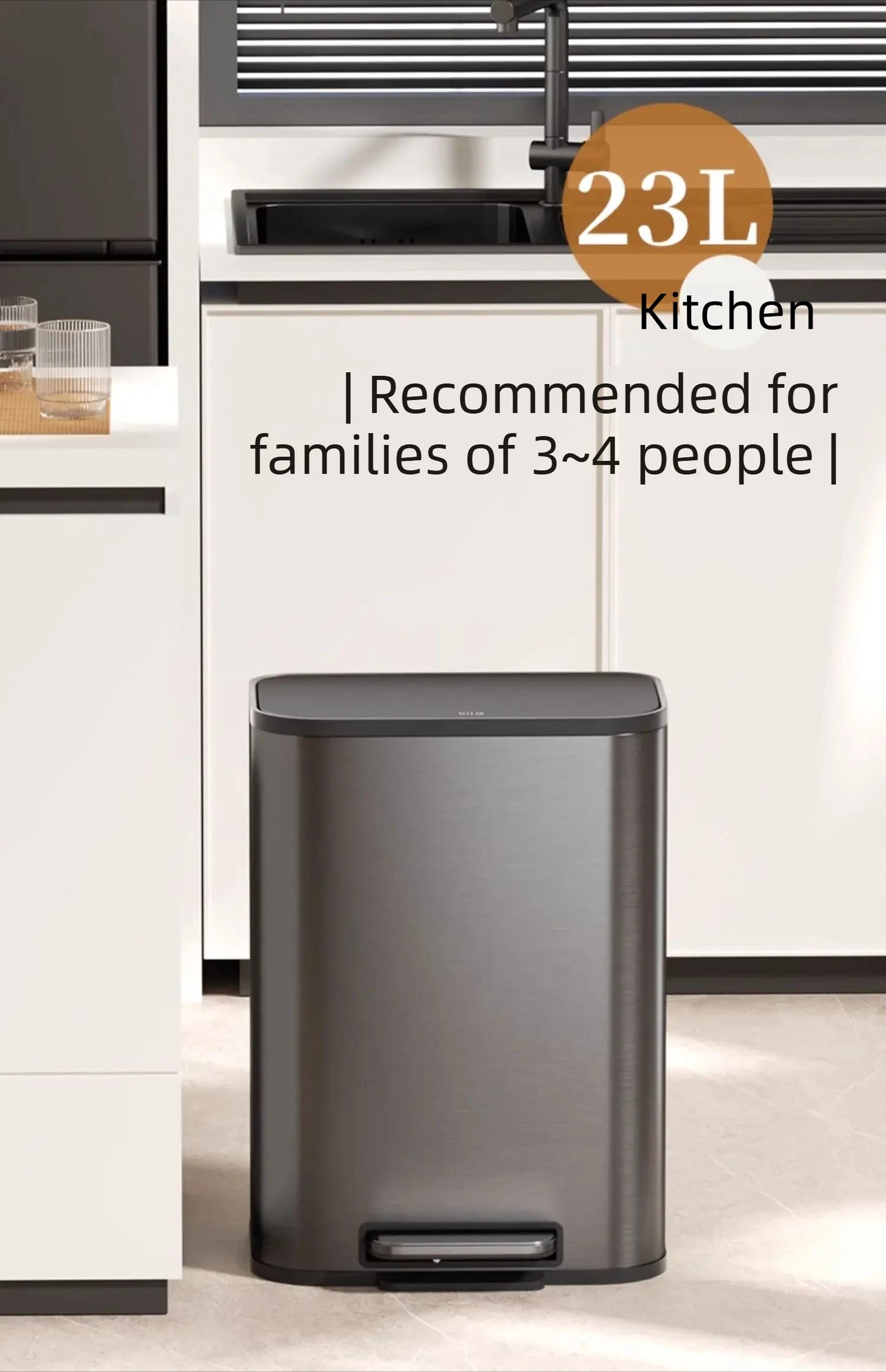 Kitchen Bin Large Large Capacity New Household Living Room Light Luxury High-grade Stainless Steel Italian Style Furniture
