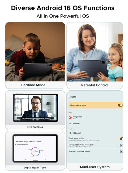 DOOGEE U12 Tablet PC Android 16 Gemini AI 12'' FHD+ Screen 24GB RAM 128GB 9000mAh Large Battery 7.8mm Ultra-thin Smart Pad