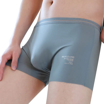 Fashion Men's Underwear Ice Silk Seamless Solid Color Ultra-thin Breathable Boxers for Male Lingerie Bikini Panties