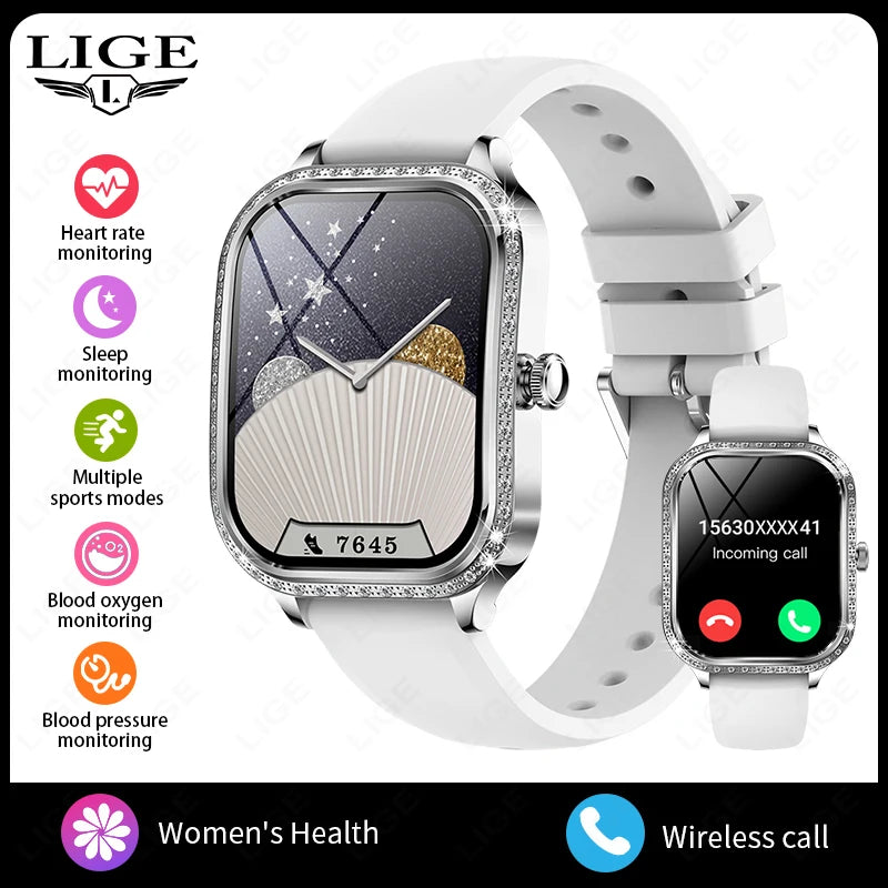 2026 Fashion Women Smart Watch Bluetooth Call Custom Watch Face Fitness Tracker IP68 Waterproof Smartwatch Woman for Android IOS