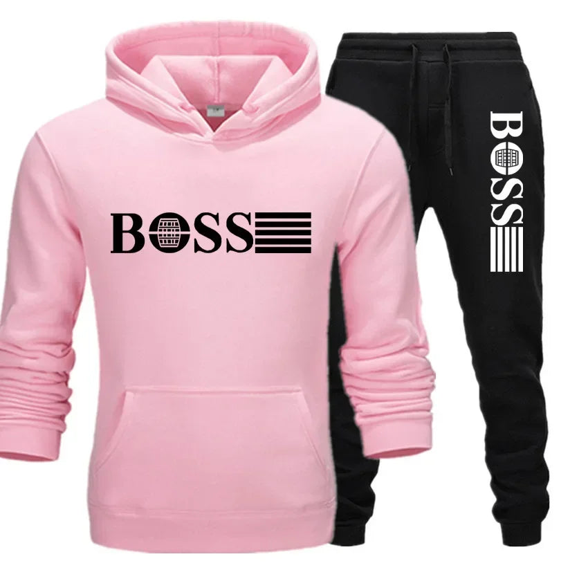 Two-piece fitness sets for autumn and winter, casual sportswear for men and women, and fashionable hooded sweatshirts