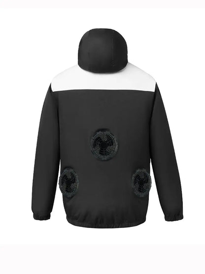 Summer Cooling Jacket Men Hooded Fan Jacket Heat Resistant Fan Air Conditioner Clothes Breathable Outdoor Fishing Fan Workwear