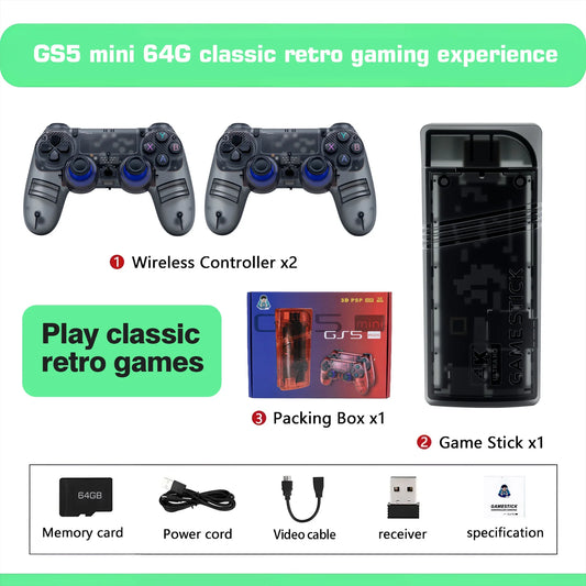 GS5mini Retro Game Console – 4K, Dual Wireless Controllers