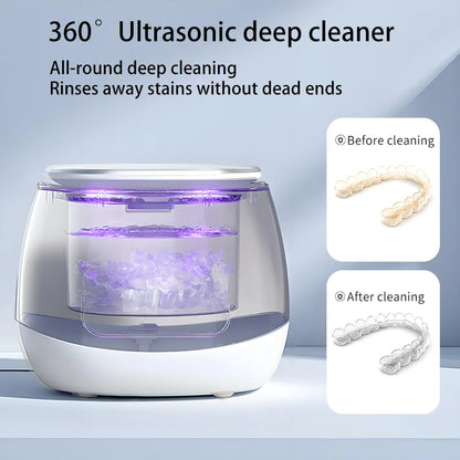 Ultrasonic 48KHz Automatic Denture Cleaner USB Multifunctional Makeup Brush Cleaner with 3 Timer Settings for Oral Care