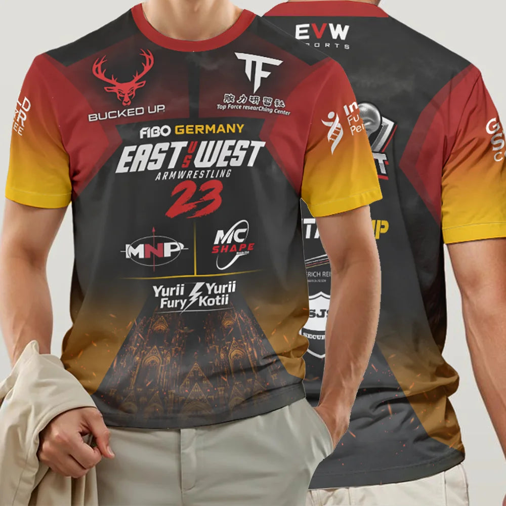 2026 The East vs West Series 23 Armwrestling T-Shirt Fans Breathable Sports Jersey Men's Breathable Quick Dry Fitness Gym Tees