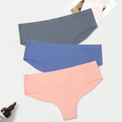 WarmSteps 3Pcs/Set Seamless Woman Panties Underwear Fitness Sports Women's Briefs Ice Silk Sexy Female Lingerie XXL Large Size