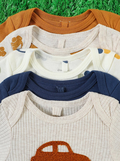 5-Pack Baby Boy Long Sleeve Onesies – Cotton (0-9M)