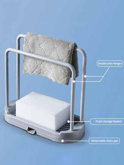 Kitchen Cloth Rack, Double-Layer Dishwashing Cloth Drain Rack, Sink Storage Rack, Countertop Sponge Steel Wire Ball Storage Rack