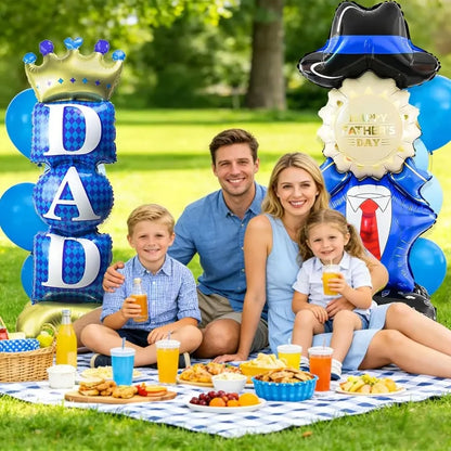 Self Standing DAD Balloons, Large Standing Fathers Day Mylar Balloons for Happy Fathers Day Decorations Birthday Dad Decorations