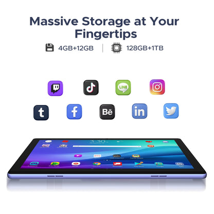 DOOGEE U10 Tablet 10.1" HD Display Android 16 16GB RAM 128GB ROM 5060mAh Large Battery Widevine L1 WiFi6 8MP+5MP Pad PC