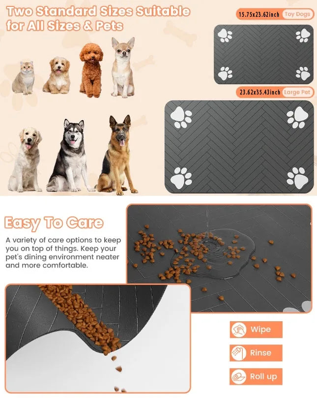 VIKAMA Cartoon Pet Floor Mats Diatomite Non-Slip Water Absorption Wear-Resistant Leakage Easy To Clean Dog Food Mat Cat Food Mat