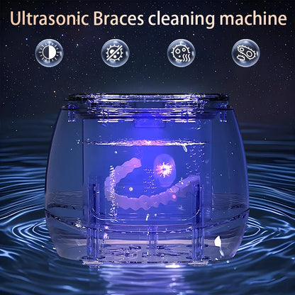 Ultrasonic 48KHz Automatic Denture Cleaner USB Multifunctional Makeup Brush Cleaner with 3 Timer Settings for Oral Care