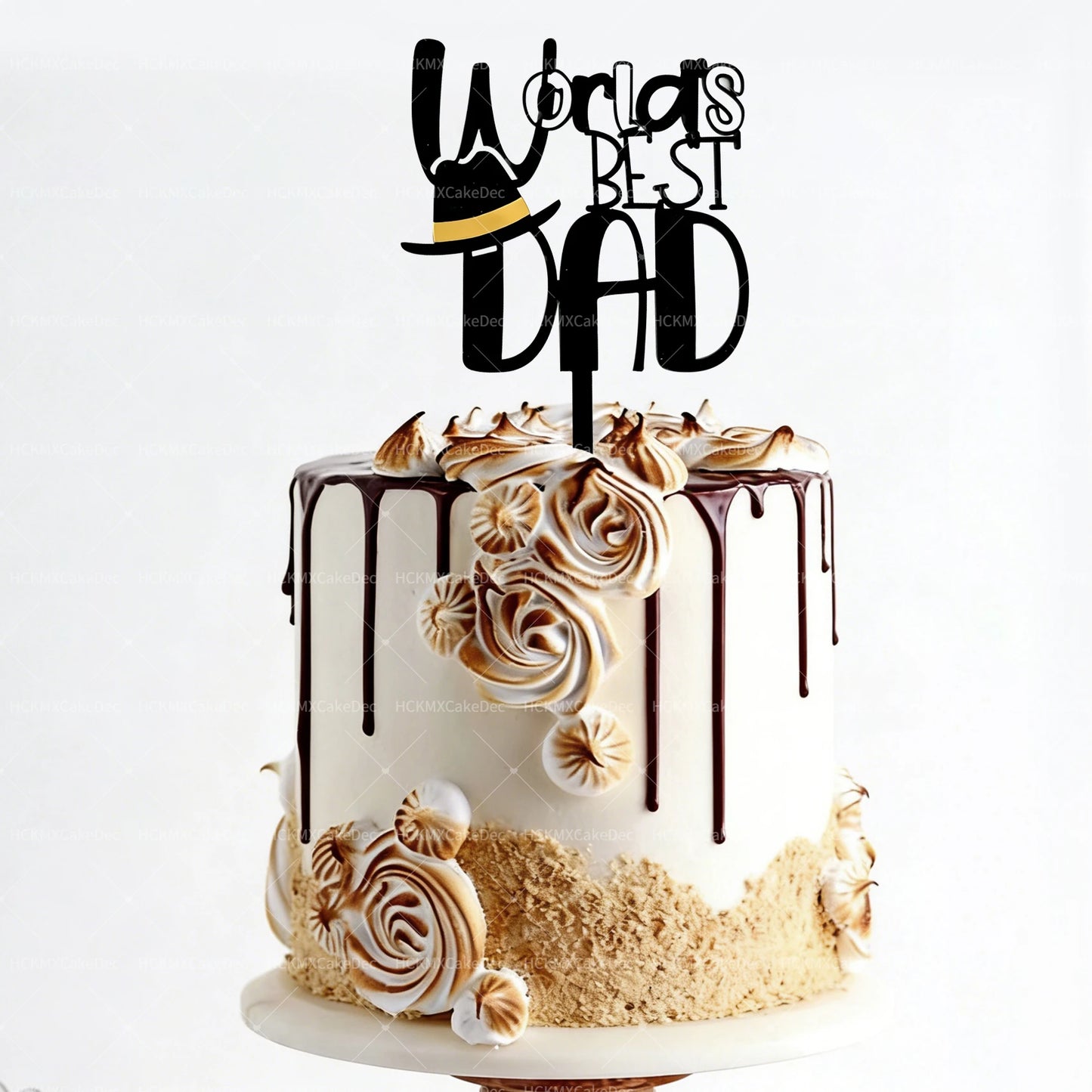 3pcs Acrylic Best Dad Ever Happy Father's Day Cake Toppers for Celebration Father's Day Dad's Birthday Party DIY Cake Decoration
