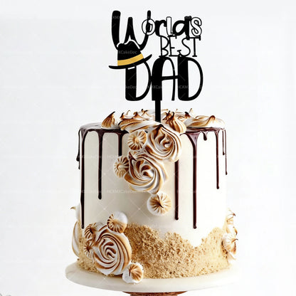 3pcs Acrylic Best Dad Ever Happy Father's Day Cake Toppers for Celebration Father's Day Dad's Birthday Party DIY Cake Decoration