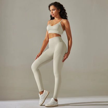 Yoga Leggings Set Workout Outfits for Women Sport Bra Leggings Seamless High Waist Yoga Leggings Sets Fitness Gym Clothing Wear