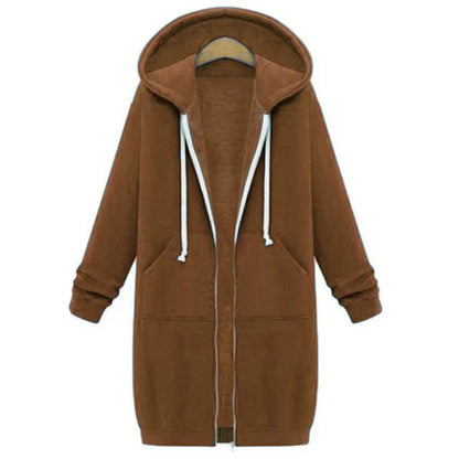 Solid Color Pocket Long Sweatshirt Coat