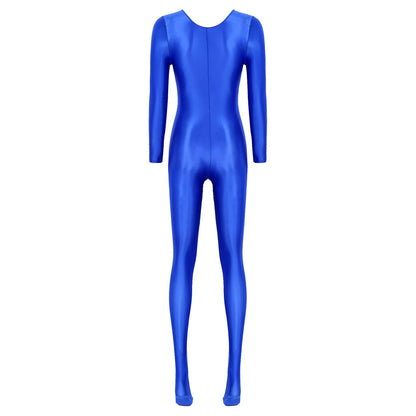 Women Oil Shiny Long Sleeve Pantyhose Jumpsuit Bodystocking Yoga Gymnastics Shapewear One-Piece Swimsuit Catsuit Glossy Bodysuit