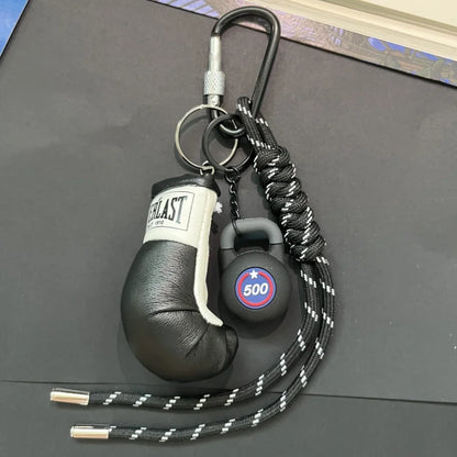 Mini Yoga Foam Roller Keychain Fashion DIY Boxing Gloves Dumbbell Keychain Sports Bag Pendant Fitness Enthusiast Gift