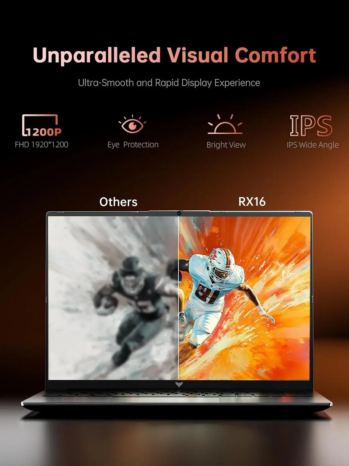 KAMRUI Gaming Laptop 16inch AMD Ryzen9 6900HX 16GB LPDDR5 512GB M.2 NVMe PCIe3.0 SSD Radeon 680M Win11PRO WiFi6 Backlit Keyboard