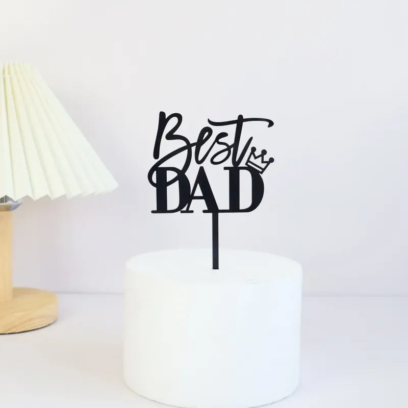 New Dad's Happy Birthday Cake Topper Golden Beer Super Dad High-grade Acrylic Father's Day Party Cake Toppers Dessert Decoration