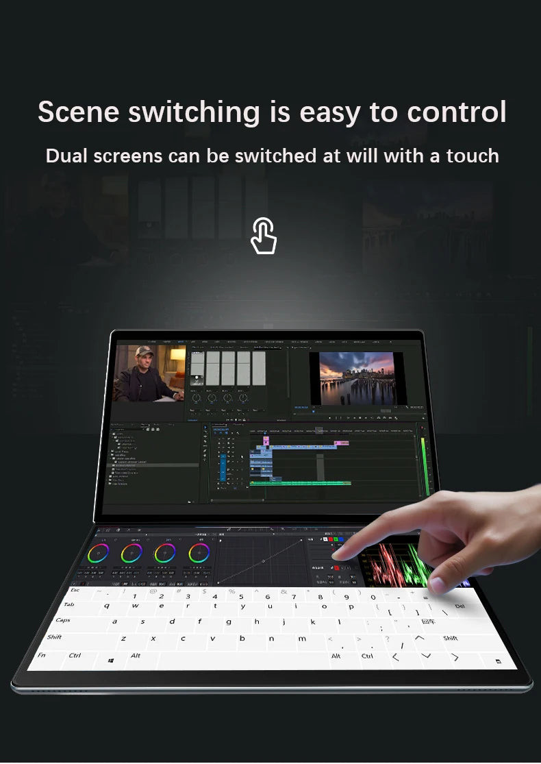 New Dual Screen Laptop Intel i3 1215U N100 Dual 10.95 Inch IPS Touch Screen Windows 11 Office Computer Tablet Notebook WiFi 6