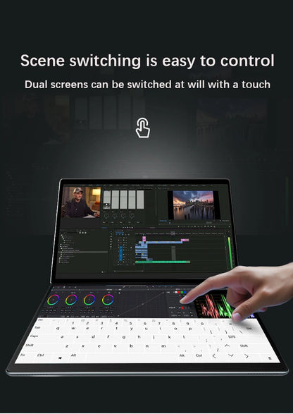 New Dual Screen Laptop Intel i3 1215U N100 Dual 10.95 Inch IPS Touch Screen Windows 11 Office Computer Tablet Notebook WiFi 6