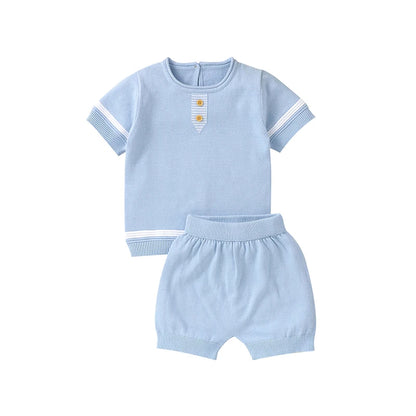 Baby Clothes Set Knitted Cotton Infant Tops +Pants Breathable Comfortable Newborn Boy Girl Pullover +Shorts Summer Fashion Solid
