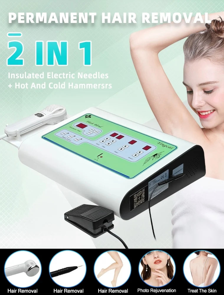 2 in 1 Electrolysis Hair Removal Machine Painless Permanent Hair Remove Machine for Women Men Bikini Body Home Salon Use