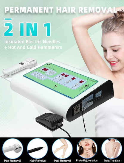 2 in 1 Electrolysis Hair Removal Machine Painless Permanent Hair Remove Machine for Women Men Bikini Body Home Salon Use