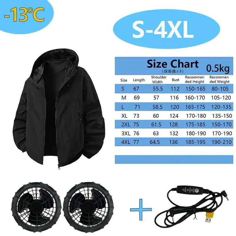 Men Women Smart Air Conditioning Cooling Jacket with Fans Intelligent Heat Dissipation UV Protection Outdoor Work Clothes Summer