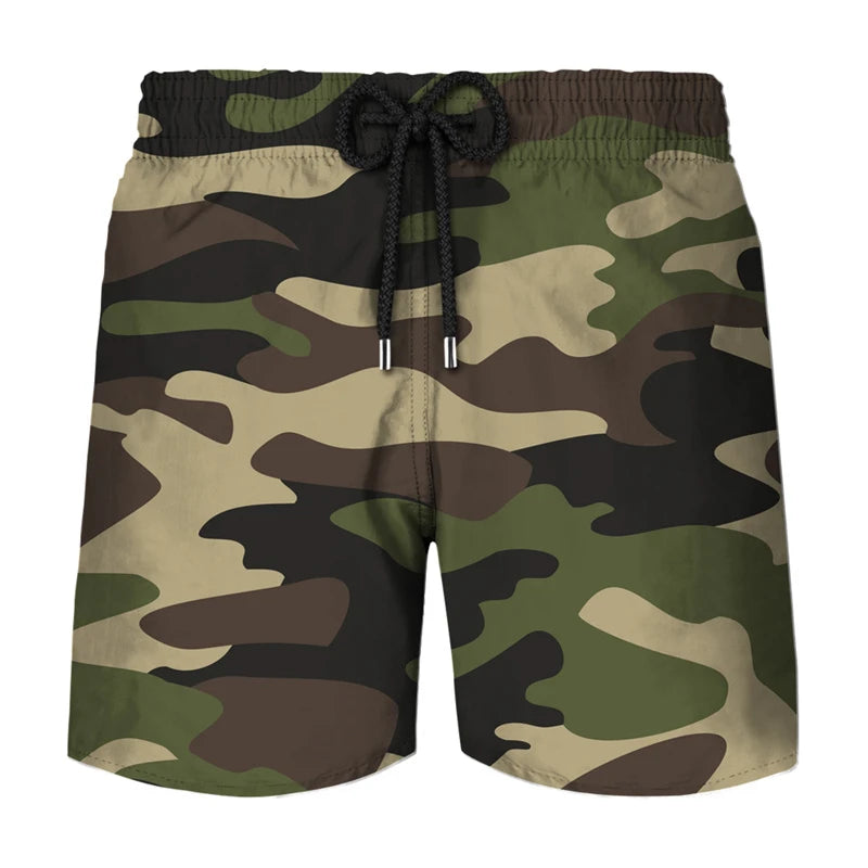Camouflage Cosplay 3d Printed Sports Shorts For Men Outdoor Running Breathable Beach Shorts Loose Elastic Waistband Short Pants
