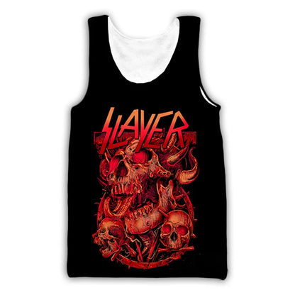 Slayer Rock Band 3D Print Tank Tops Men's Women Streetwear Hip Hop Oversized Fitness Gym Vest Sport Sleeveless Tops Men Clothing