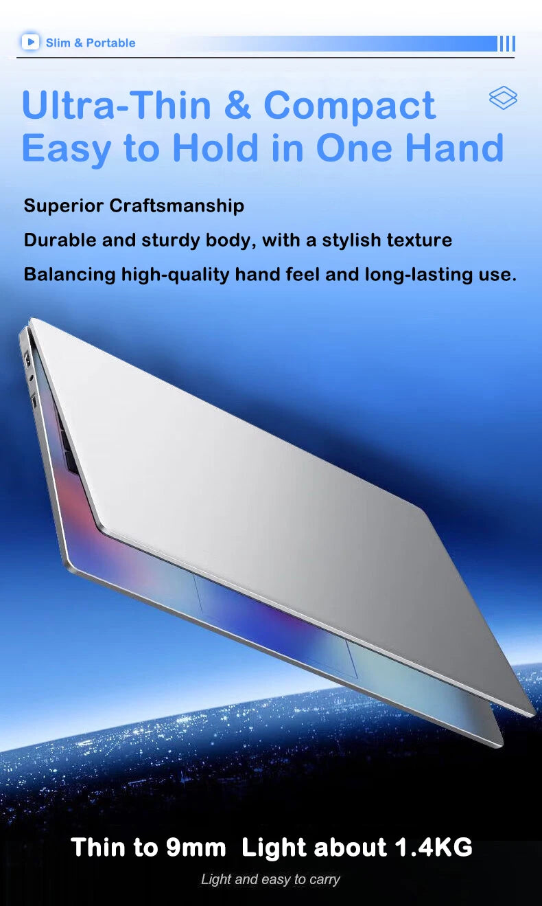 2026 New 15.6 Inch FHD Laptop Intel Core i7-8650U 32GB RAM 2TB SSD Windows 11 Pro Ultra Slim Gaming Office Study Notebook