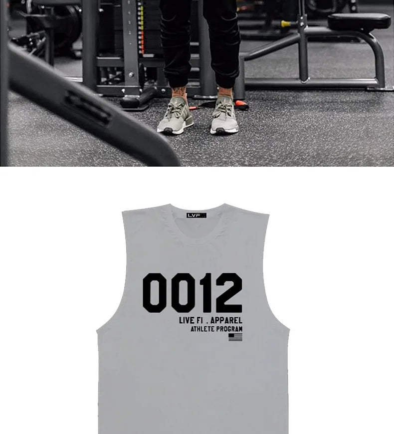 Men's Summer Fitness Tank Top Gym Workout Running Sleeveless Vest Bodybuilding Singlet Muscle Cotton Shirt Man Sports Casual Top