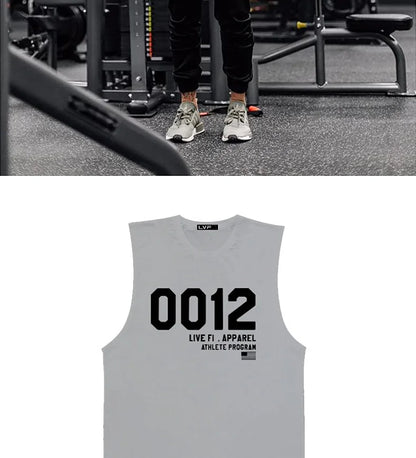 Men's Summer Fitness Tank Top Gym Workout Running Sleeveless Vest Bodybuilding Singlet Muscle Cotton Shirt Man Sports Casual Top