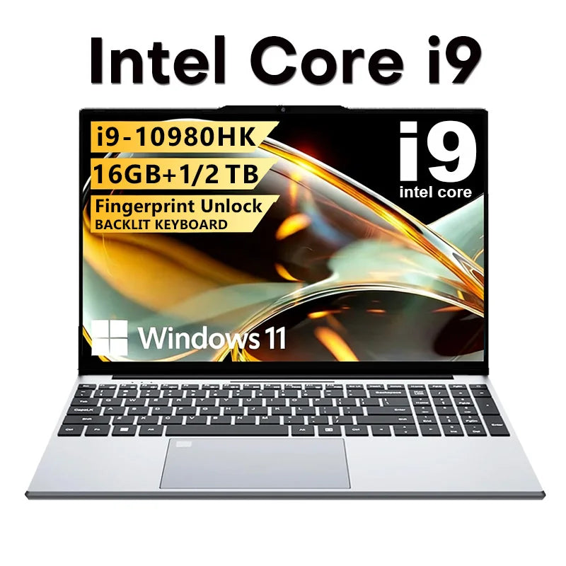 2026 Gaming 15.6"Laptop Intel Core i9 10980HK/i9 9900U Computer 16GB RAM 1TB 2TB 1920*1080 Fingerprint Unlock Backlit Windows 11