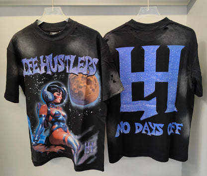 New fashion brand LIFE HUSTLERS Y2K hot stamping hole Men Women T-shirt Streetwear 100% Cotton Loose Round Neck Top Tees
