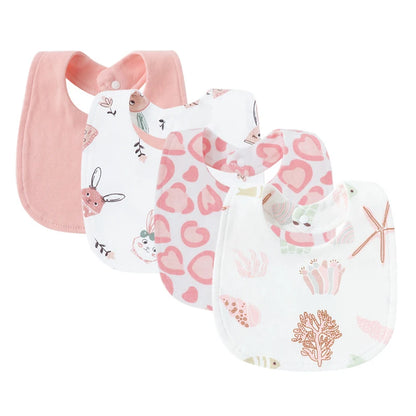 4-Pack Cartoon Baby Bibs & Burp Cloths Set