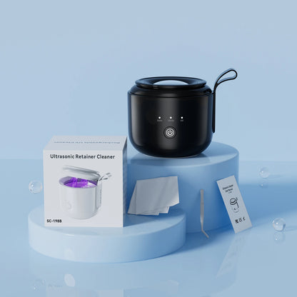 KUNPHY Dental Pod Ultrasonic Retainer Cleaner Machine 200ML with UV 3 Modes for Aligner Nightguard Mouth Guard Oral Dental Care