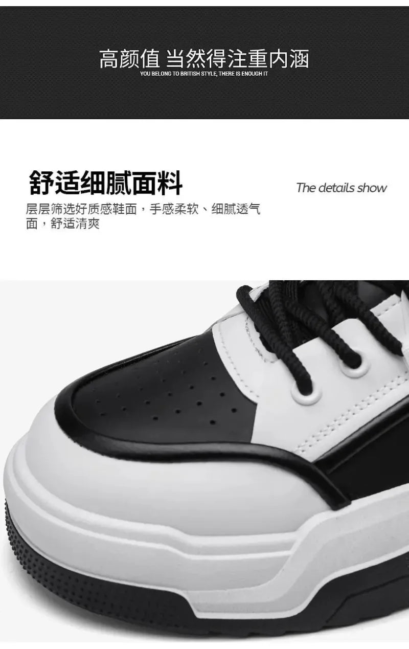 Sneakers for Men High Quality Leather Casual Shoes Thick-soled Vulcanized Shoes Lace Up Platform Tennis Shoes Chaussure Hommes