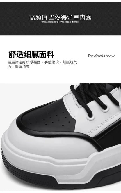 Sneakers for Men High Quality Leather Casual Shoes Thick-soled Vulcanized Shoes Lace Up Platform Tennis Shoes Chaussure Hommes