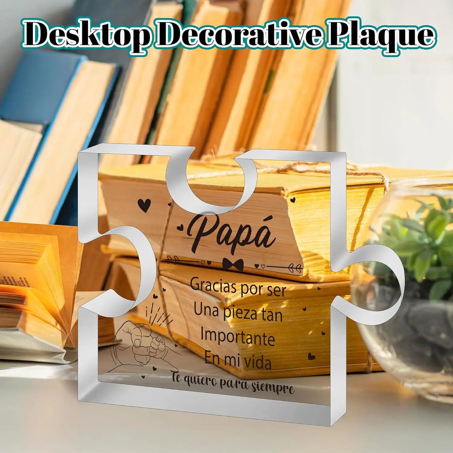 Dad Birthday Gifts - Regalos para Papá Puzzle Acrylic Plaque for Office Desk Decor Keepsake Paperweights Gifts for Dad i