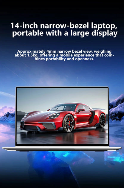 LENO 14.1"Ultra Slim Laptop Windows11 Intel 4405U 16GB 2TB SSD Gamer Notebook 1920*1080 Display Office Study Gaming Computer PC