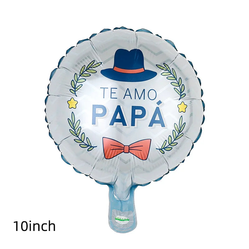 10pcs 10inch Happy Father's Day Foil Balloons Fathers Day Spanish Te Amo Papa Air Globos For Father Birthday Party Decorations