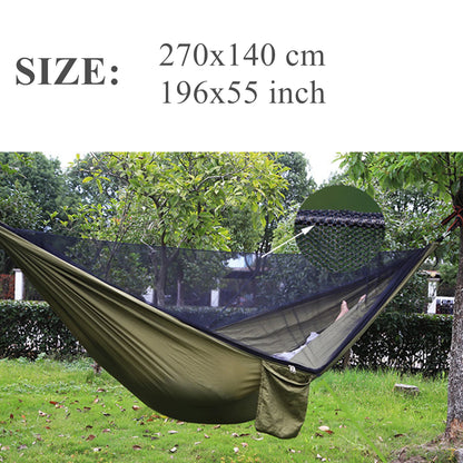Camping Mosquito Net Hammock, Portable Outdoor Hammock with Mosquito Net, Equipped with 2 Straps and Hooks, Suitable for Travel, Backyard, Beach, and Other Outdoor Activities