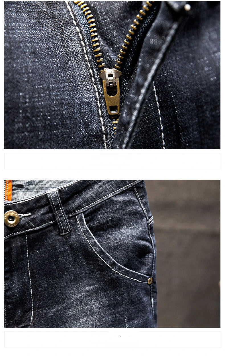 2025 Summer New Ripped Jeans Men Slim-fit Denim Pants Cotton Korean Style Fashion Men's Clothing Elasticity Versatile