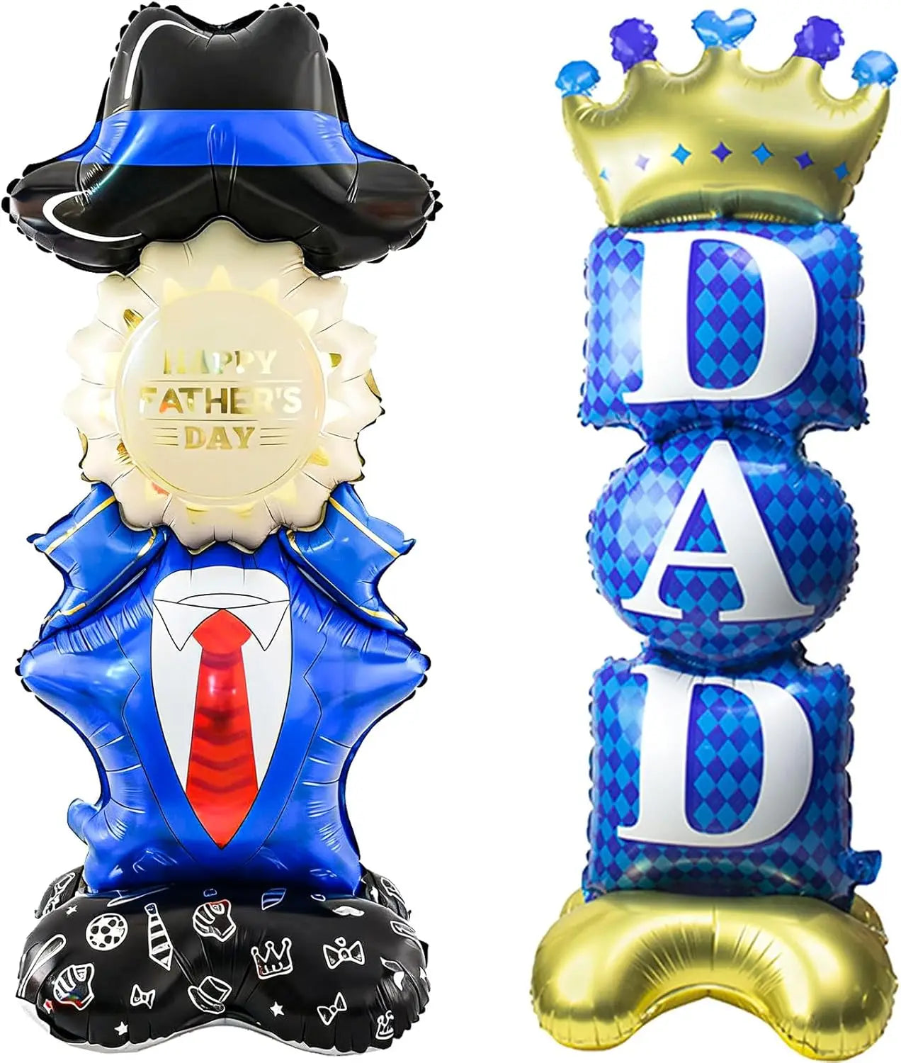 Self Standing DAD Balloons, Large Standing Fathers Day Mylar Balloons for Happy Fathers Day Decorations Birthday Dad Decorations