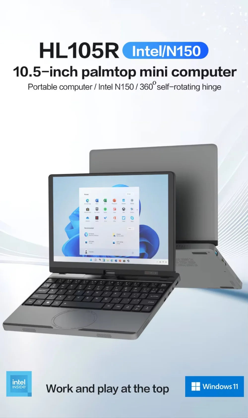 Portable Mini Laptop 10.5inch Touch Screen Notebook N150 32GB+128GB-1TB IPS Small Notebook Portable PC Micro Computer windows 11