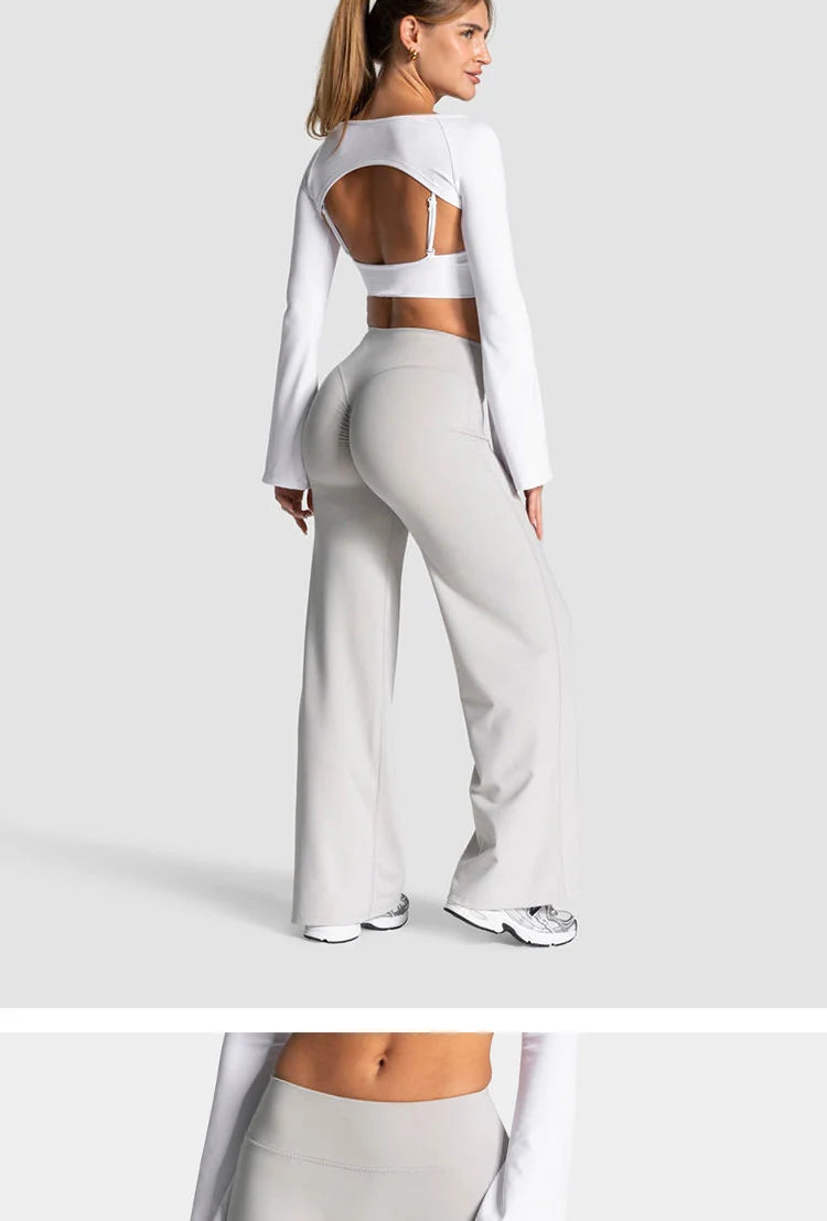 Charming Pro Scrunch Straight Leg Pants Butt Lifting Sculpting Wide Leg Leggings Gym Yoga Jogging Push Up Women Baggy Sweatpants