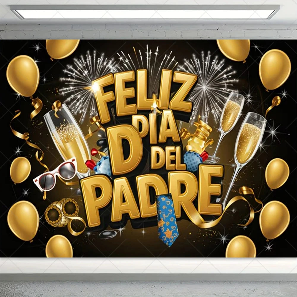 Spanish Happy Father's Day Decor Background I Love Dad Black Suit Tie Family Party Banner Photography Backdrop Supplies Props